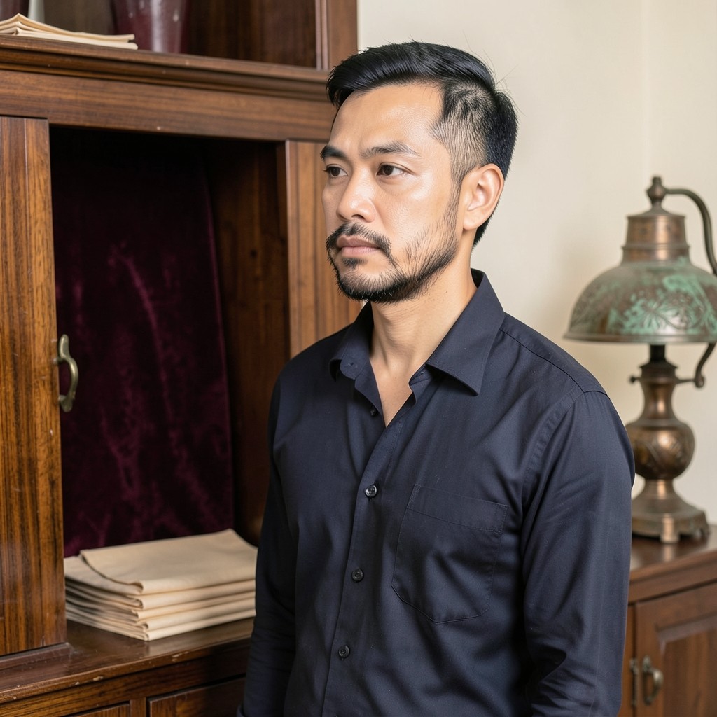 Arif Waedueramae beside the cabinet of budget books